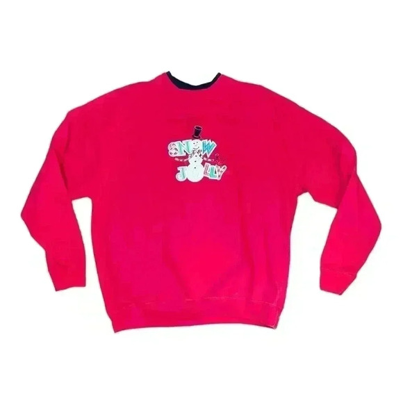 Vintage M&C Sportswear Women's 1X Red Snowman Sweatshirt Winter Festive - Picture 1 of 10